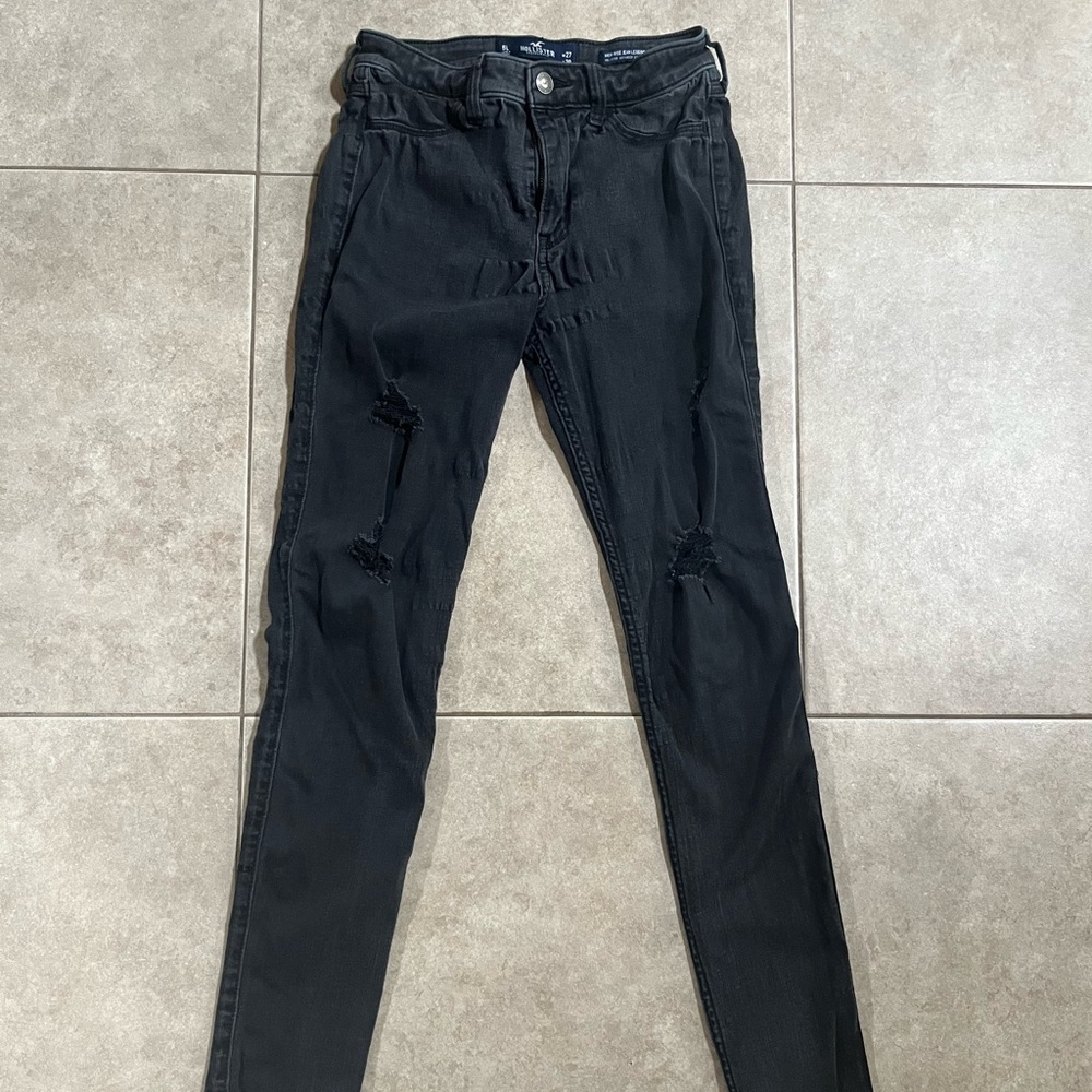 Hollister High Rise Jean Leggings Advanced Stretch 5L Black Jeans 27W 30L